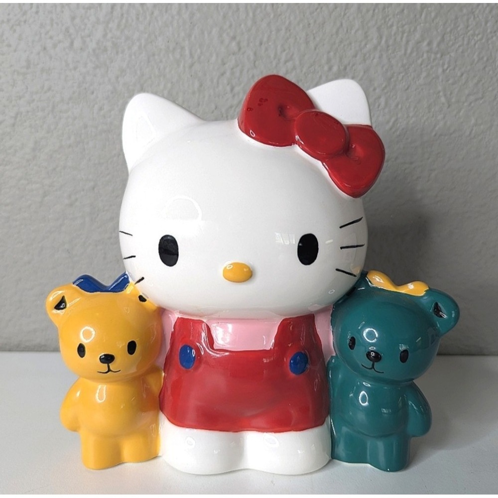 Vintage Hello Kitty Coin Bank Porcelain Thailand Piggy Bank 90s Figurine Sanrio